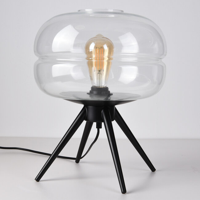 Lampe de table moderne Joah en verre transparent