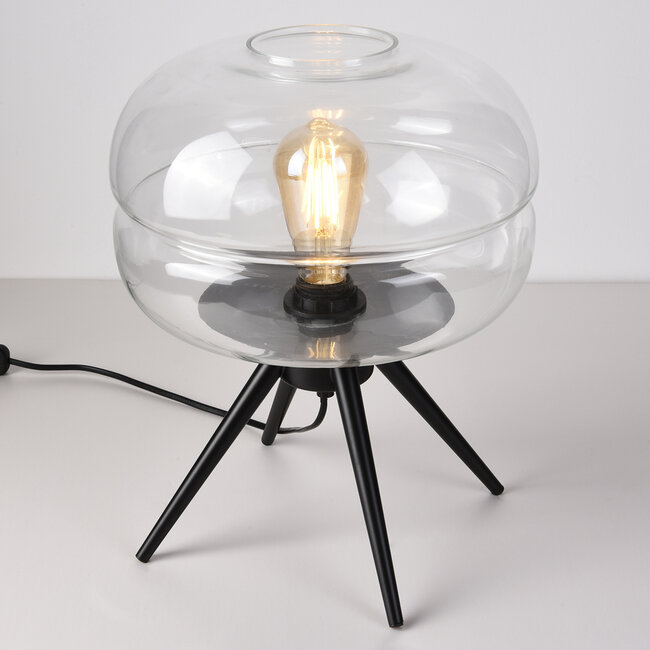 Lampe de table moderne Joah en verre transparent