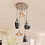 Suspension avec verre ambré et fumé, 5 lumières - Nisa