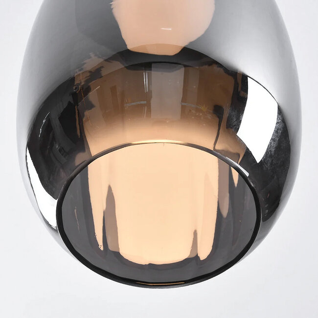 Lampe suspendue noire Nadine avec verre gris fumé et gradation à 3 niveaux