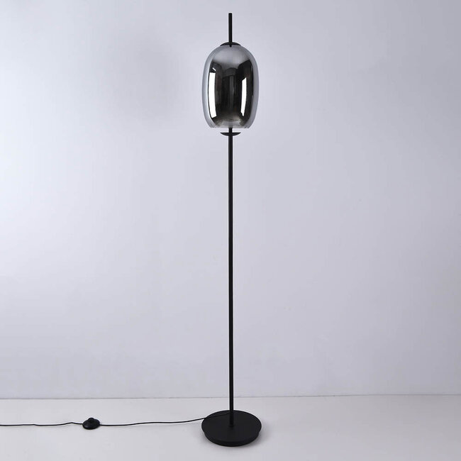 Lampadaire 3 étages gradable et verre fumé - Noelle