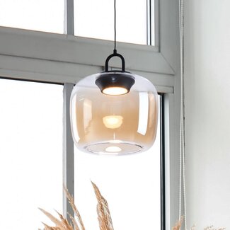 Suspension Zahra en verre ambré à dégradé de couleur et LED dimmables à 3 niveaux