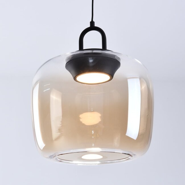 Suspension Zahra en verre ambré à dégradé de couleur et LED dimmables à 3 niveaux