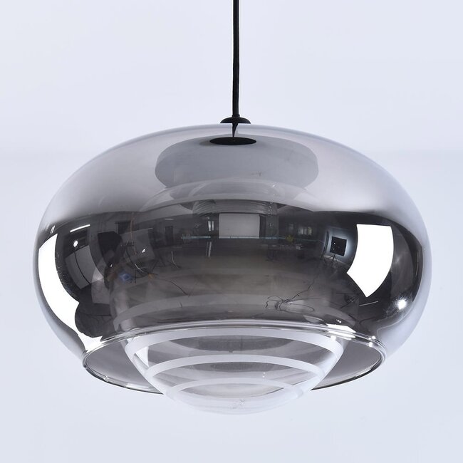 Suspension Amani en verre fumé avec variateur à 3 niveaux