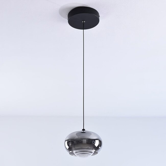 Suspension Amani en verre fumé avec variateur à 3 niveaux