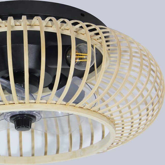 Ventilateur de plafond en bambou étroit avec fonction été et hiver - Paco