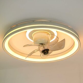 Ventilateur de plafond blanc avec fonction été/hiver et lumière réglable - Ikaros