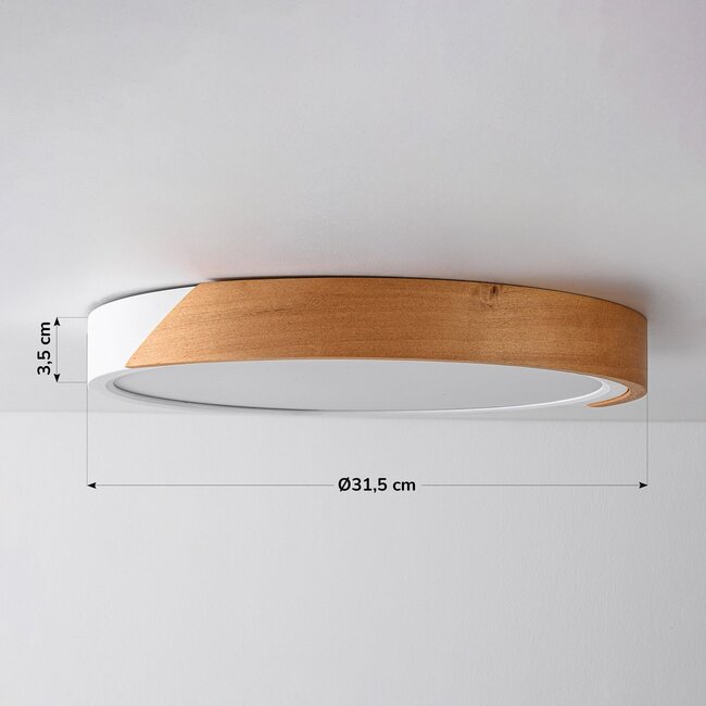 Plafonnier avec variateur à 3 niveaux et détails en bois - Jano