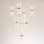 Suspension Aegea 8 lumières - pampilles blanches aux détails dorés
