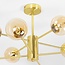 Plafonnier Idaho 8 lumières - doré sable avec globes en verre ambré