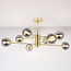 Plafonnier Idaho 8 lumières - doré sable avec globes en verre fumé