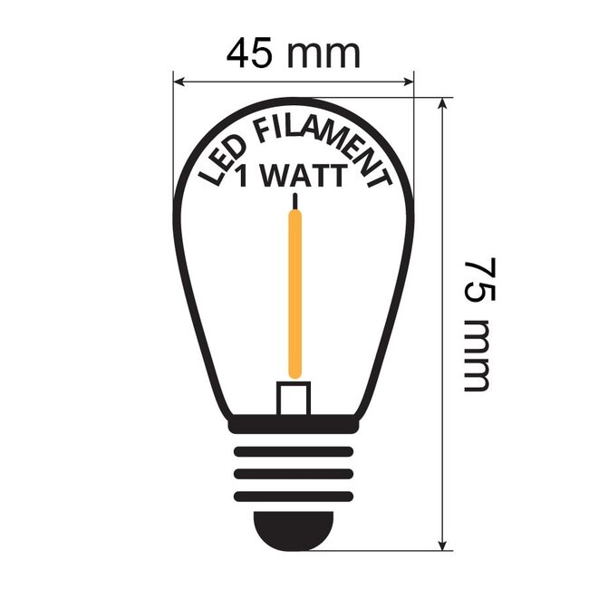 Kit guirlande guinguette, ampoules filament 2W verre clair, dimmables