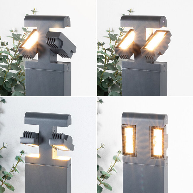 Lampe d'extérieur sur pied avec spots inclinables - Jente