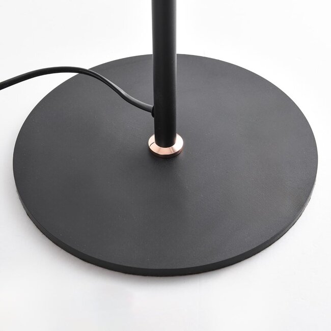 Lampadaire noir Kisho avec 2 spots - détails dorés