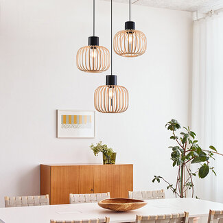 Lampe suspendue en bambou, 3 lumières - Michi