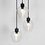 Suspension Stockton 3 lumières - noir mat avec globes transparents