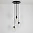 Suspension Stockton 3 lumières - noir mat avec globes transparents