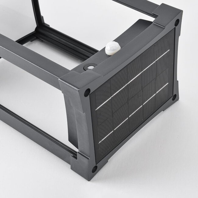 Lampe d'extérieur solaire sur pied Janita noire avec détecteur, LED intégrée