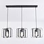Suspension industrielle Maiko 3 lumières - cadre noir ouvert