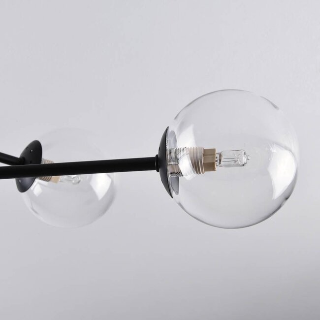 Plafonnier Idaho 8 lumières - noir avec globes transparents