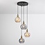 Suspension 4 lumières avec verre fumé et Cognac - Livia