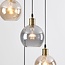 Suspension Livia 4 lumières en verre fumé et cognac