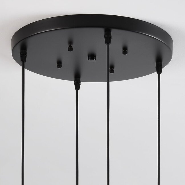 Suspension 4 lumières avec verre fumé et Cognac - Livia