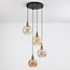 Suspension Livia 4 lumières en verre ambré et cognac
