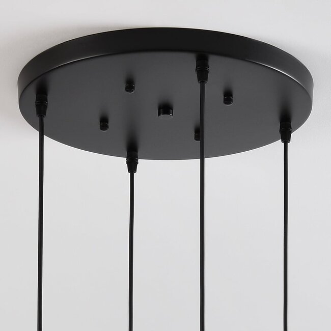 Suspension 4 lumières avec verre Cognac et ambré - Livia