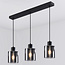 Suspension noire 3 lumières en verre fumé - Palaio