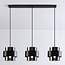 Suspension Faey 3 lumières en verre fumé - noir allongé