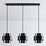 Suspension Faey 3 lumières en verre fumé - noir allongé