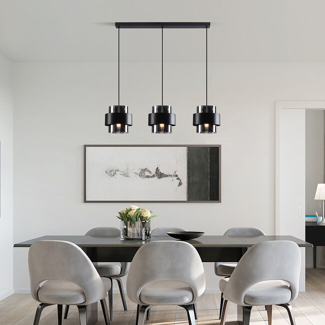 Lampe suspendue moderne avec verre fumé - Faey