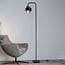 Lampadaire noir Fyke en verre fumé