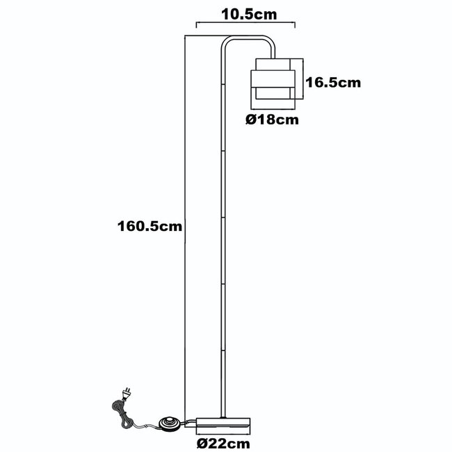 Lampadaire noir avec verre fumé - Fyke