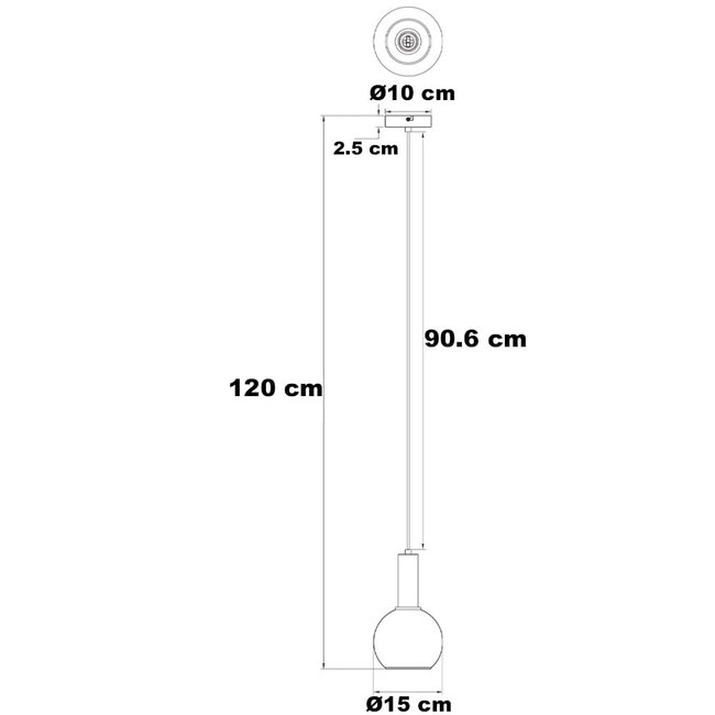 Lampe suspendue Inara avec verre fumé, 1 lumière - noir