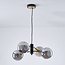 Lampe suspendue Firenze avec verre fumé, 4 lumières - noir