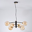 Suspension Murano 6 lumières - noir et verre ambré