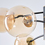 Lampe suspendue Murano en verre ambré, 6 lumières - noir