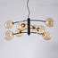 Lampe suspendue noire Torino avec verre ambré, 8 lumières