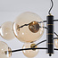 Lampe suspendue noire Torino avec verre ambré, 8 lumières