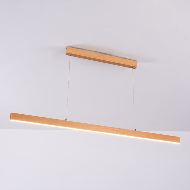 Suspension minimaliste intelligente Ami avec Wi-Fi et LED intégrées - effet bois
