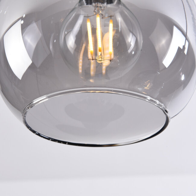 Lampe suspendue noire avec verre fumé, 3 lumières - Imme