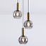 Suspension Imme 3 lumières en verre fumé et or