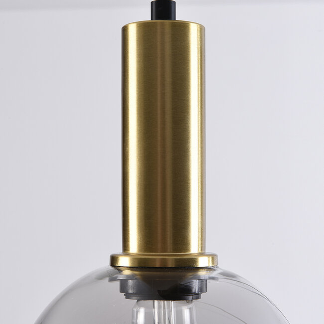 Lampe suspendue Imme avec verre fumé, 3-lumières - or