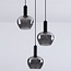 Suspension moderne 3-lumières Ismay en verre fumé - noir