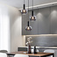 Suspension moderne 3-lumières Ismay en verre fumé - noir