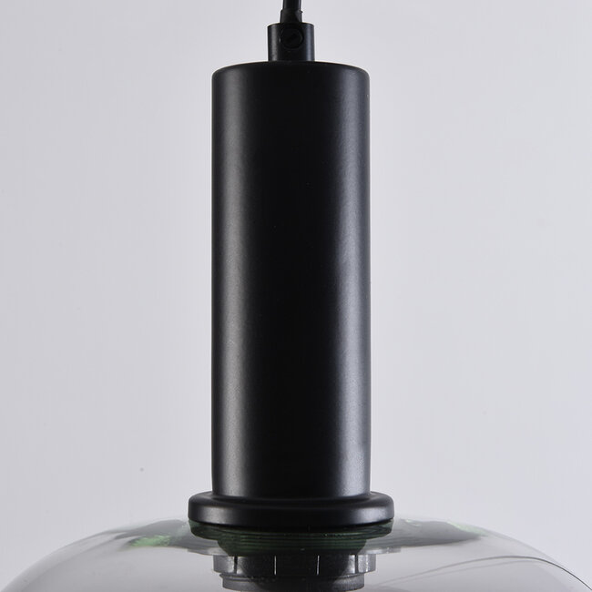 Suspension moderne 3-lumières Ismay en verre fumé - noir