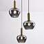 Lampe suspendue moderne Ismay avec verre fumé, 3-lumières - or