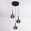 Lampe suspendue moderne Ismay avec verre fumé, 3-lumières - or